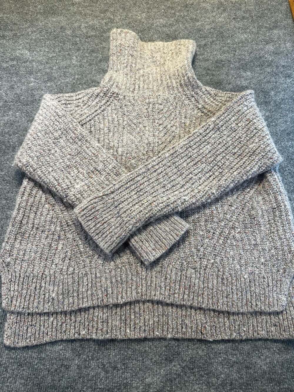 Madewell XL Turtleneck Sweater Grey Flecked Wool Silk Blend Fisherman  Cozy